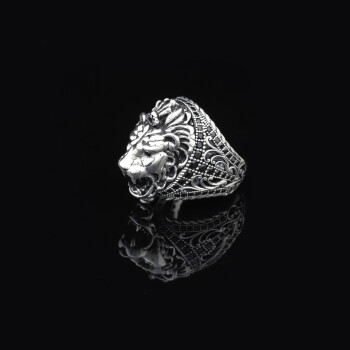  Handmade Lion Ring with Black Onyx Micro Stone - 925 Sterling Silver - 3