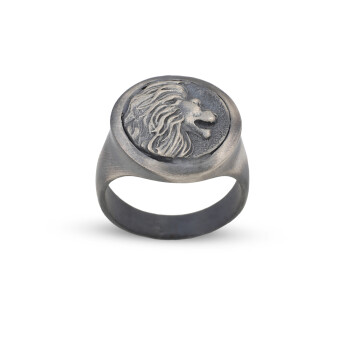  Handmade Lion Signet Ring - 925 Sterling Silver Men's Ring - 1