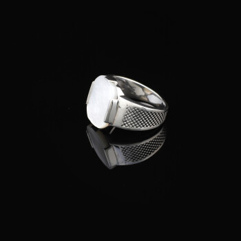  Handmade Mother of Pearl Pinky Ring - 925 Sterling Silver - 4