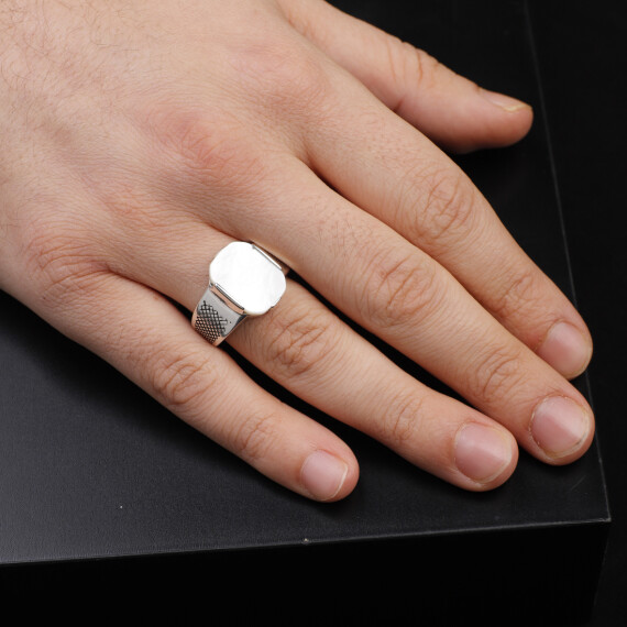  Handmade Mother of Pearl Pinky Ring - 925 Sterling Silver - 6