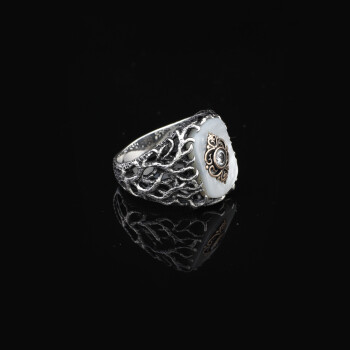  Handmade Mother of Pearl Ring in Ottoman Style - 925 Sterling Silver - 2