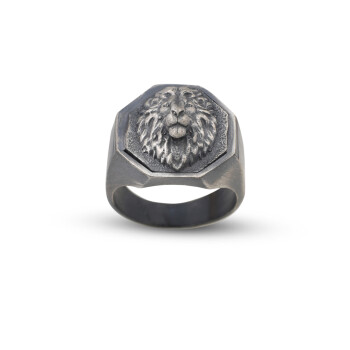  Handmade Pinky Lion Signet Ring - 925 Sterling Silver Men's Jewelry - 1