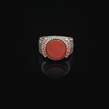  Handmade Signet Carnelian Gemstone Pinky Ring - 2