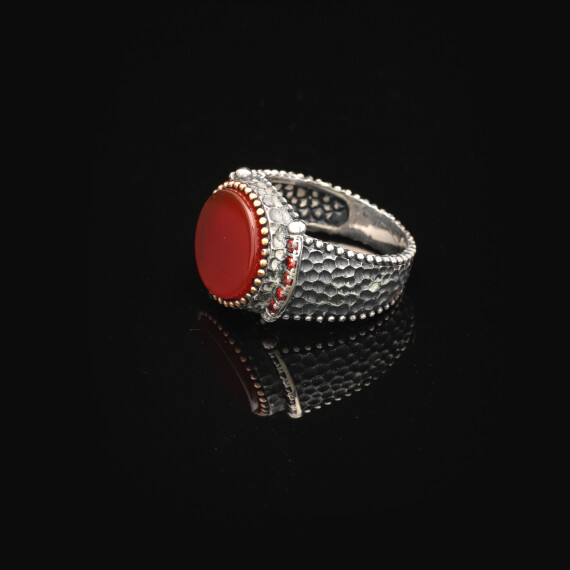  Handmade Signet Carnelian Gemstone Pinky Ring - 5