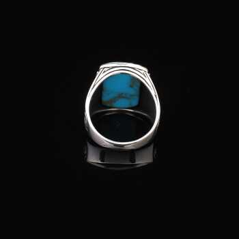  Handmade Turquoise Gemstone Eagle Ring for Men - 3