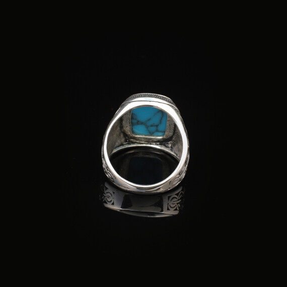  Handmade Turquoise Gemstone Engagement Ring for Men - 2