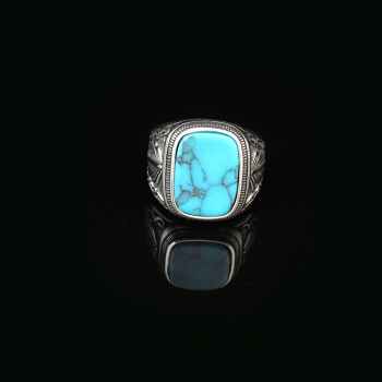  Handmade Turquoise Gemstone Engagement Ring for Men - 4