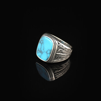  Handmade Turquoise Gemstone Engagement Ring for Men - 5