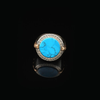 Handmade Turquoise Gemstone Round Stone Engagement Ring - 3