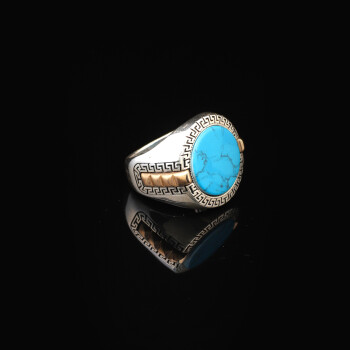 Handmade Turquoise Gemstone Round Stone Engagement Ring - 4