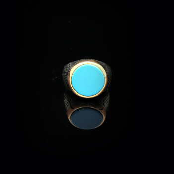  Handmade Turquoise Pinky Signet Ring for Men, Vintage 925 Sterling Silver Gemstone Ring - 3