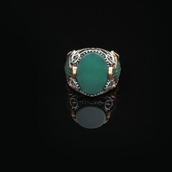  Handmade Vintage Jade Oval Stone Ring – 925 Sterling Silver Signet and Pinky Ring for Men - 3