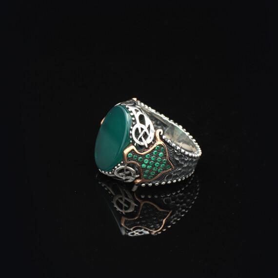  Handmade Vintage Jade Oval Stone Ring – 925 Sterling Silver Signet and Pinky Ring for Men - 5