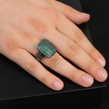  Handmade Vintage Jade Ring with Micro Stones Ring - 6