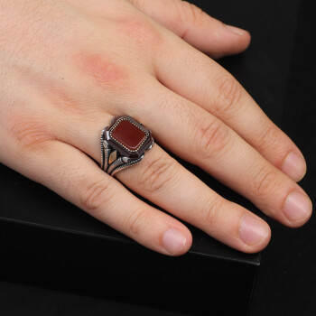  Handmade Vintage Men's Carnelian Ring - 6