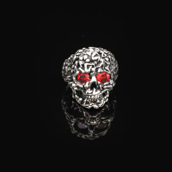  Handmade Vintage Skull Ring with Garnet Stone - Polished 925 Sterling Silver Men's Ring - 2