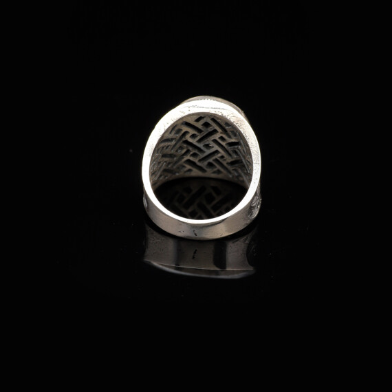  Handmade Virgin Mary Signet Ring – Black Onyx Oval Stone - 2