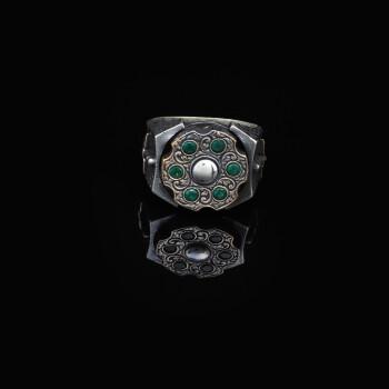 Jade Ring for Men,Sword Silver Jade Ring, Stress Wheel Design - 6