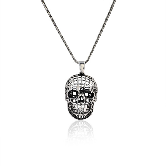 Jewelry Pit - Sterling Silver Skull Necklace for Men - Skull Inspired Jewelry - 1