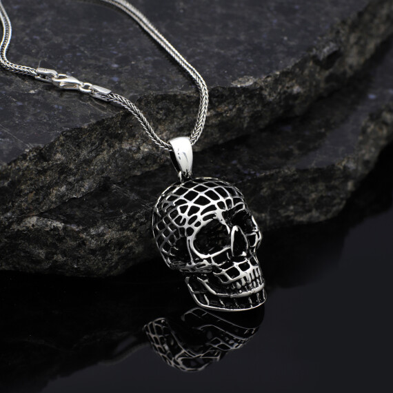 Jewelry Pit - Sterling Silver Skull Necklace for Men - Skull Inspired Jewelry - 2