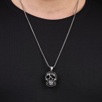 Jewelry Pit - Sterling Silver Skull Necklace for Men - Skull Inspired Jewelry - 3