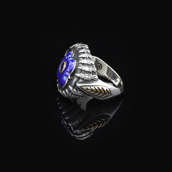  Lapis Lazuli and Black Onyx Knife Ring - 2