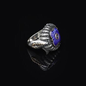  Lapis Lazuli and Black Onyx Knife Ring - 4