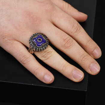  Lapis Lazuli and Black Onyx Knife Ring - 6