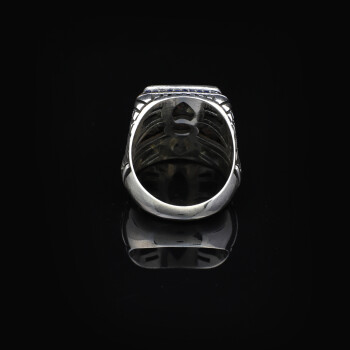  Lapis Lazuli and Onyx Men's Ring with Micro Stone Accents - 2