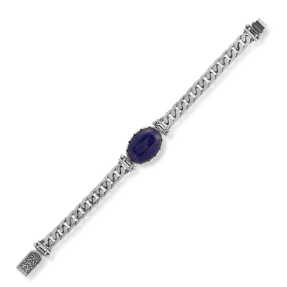  Lapis Lazuli Oval Stone Made to Order Gemstone 925 Sterling Silver Bracelet - 1