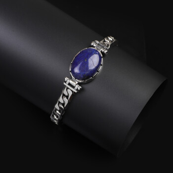  Lapis Lazuli Oval Stone Made to Order Gemstone 925 Sterling Silver Bracelet - 2