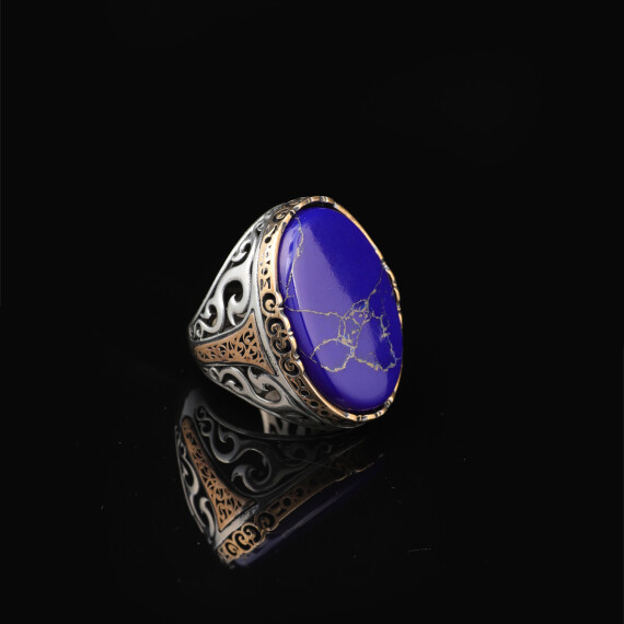  Lapis Lazuli Ring - Oval Stone, Large Gemstone Ring - 2