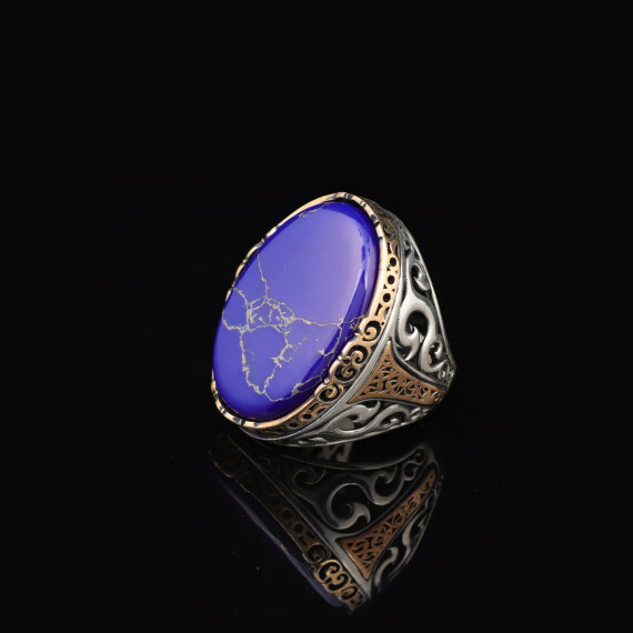  Lapis Lazuli Ring - Oval Stone, Large Gemstone Ring - 5