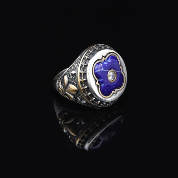  Lapis Lazuli Ring with Micro Sapphire - 4