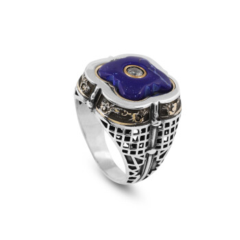  Lapis Lazuli Ring with White Sapphire Accent - 1