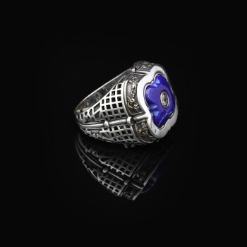  Lapis Lazuli Ring with White Sapphire Accent - 2