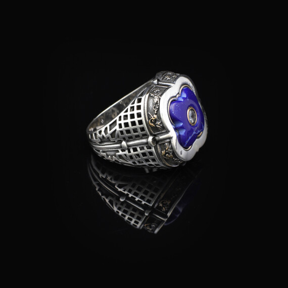  Lapis Lazuli Ring with White Sapphire Accent - 2