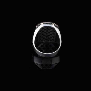  Lion Jade Gemstone Signet Ring for Men - Handcrafted 925 Sterling Silver - 2