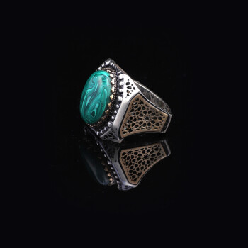 Malachite Ring Men, Malachite Jewelry, Custom Engraved Ring - 5