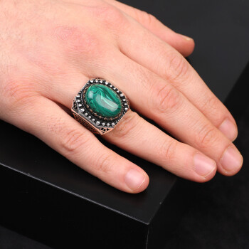 Malachite Ring Men, Malachite Jewelry, Custom Engraved Ring - 6