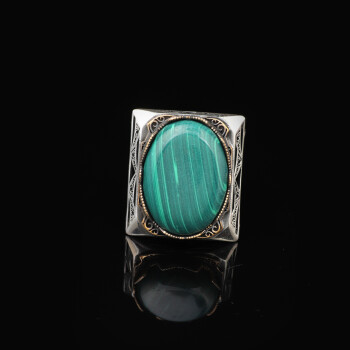  Malachite Ring - Oval Large Gemstone Ring Ottoman Men Vintage Handmade - 3