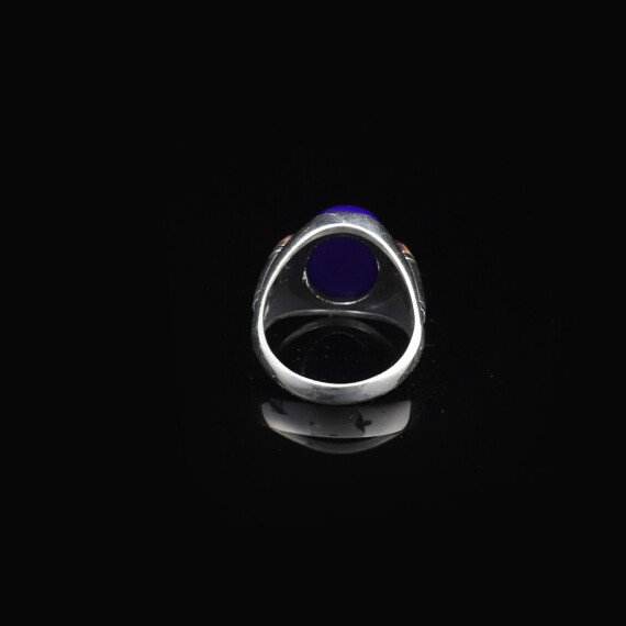 Men Handmade Ring, Natural Lapis Lazuli Stone Ring - 5