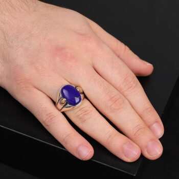 Men Handmade Ring, Natural Lapis Lazuli Stone Ring - 6