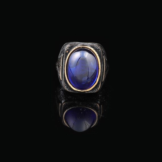 Men Handmade Ring, Natural Lapis Lazuli Stone Ring, Blue Lapis Stone Ring - 4