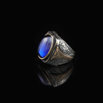 Men Handmade Ring, Natural Lapis Lazuli Stone Ring, Blue Lapis Stone Ring - 5