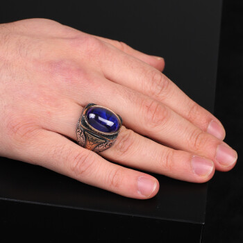 Men Handmade Ring, Natural Lapis Lazuli Stone Ring, Blue Lapis Stone Ring - 6