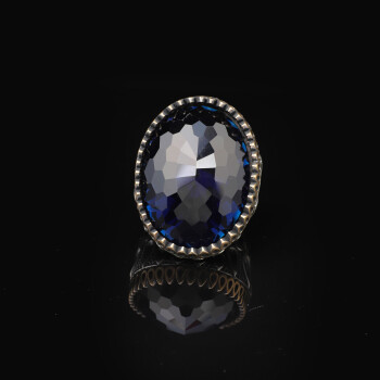  Men's Blue Sapphire Ring - Oval Gemstone in Large Ottoman Design - 3