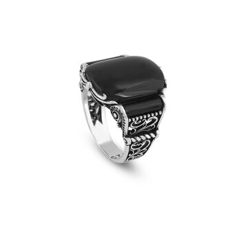 Mens Handmade Ring, Black Onyx Men's Ring - 1