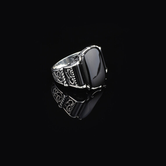 Mens Handmade Ring, Black Onyx Men's Ring - 3