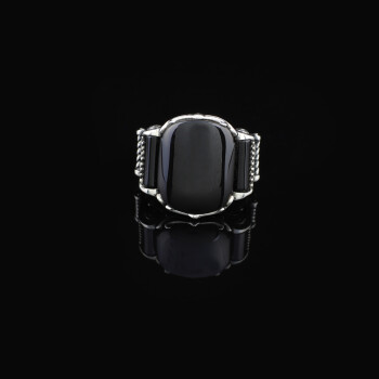 Mens Handmade Ring, Black Onyx Men's Ring - 5